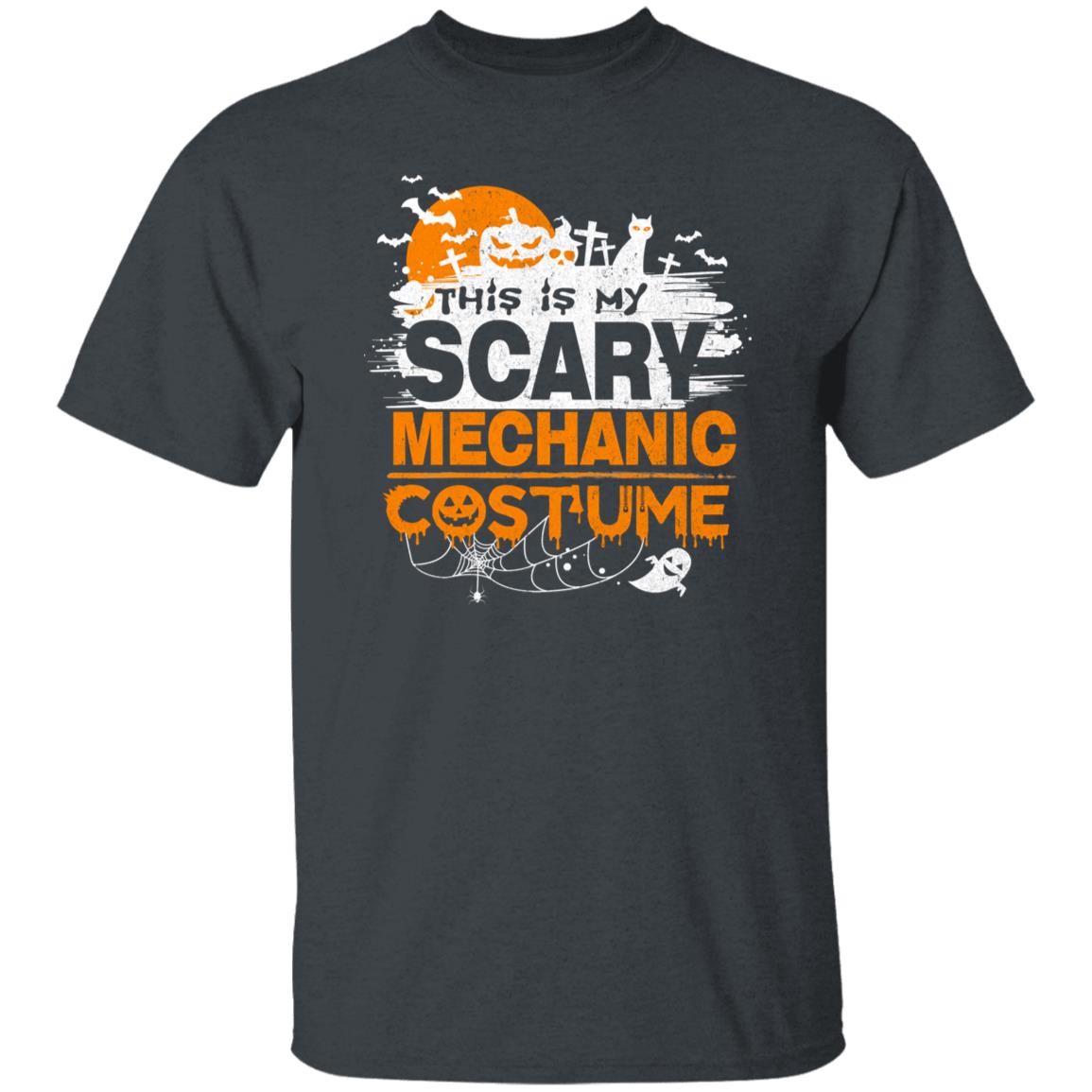 Scary mechanic costume Halloween Unisex T-Shirt Mechanic gift engineer tee Black Dark Heather-Family-Gift-Planet