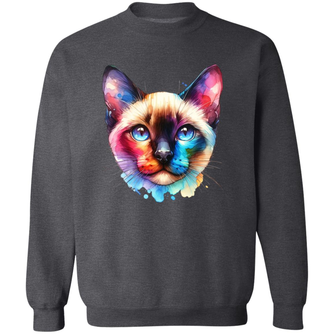 Siamese Cat Color Splash Unisex Sweatshirt Black Navy Dark Heather-Family-Gift-Planet
