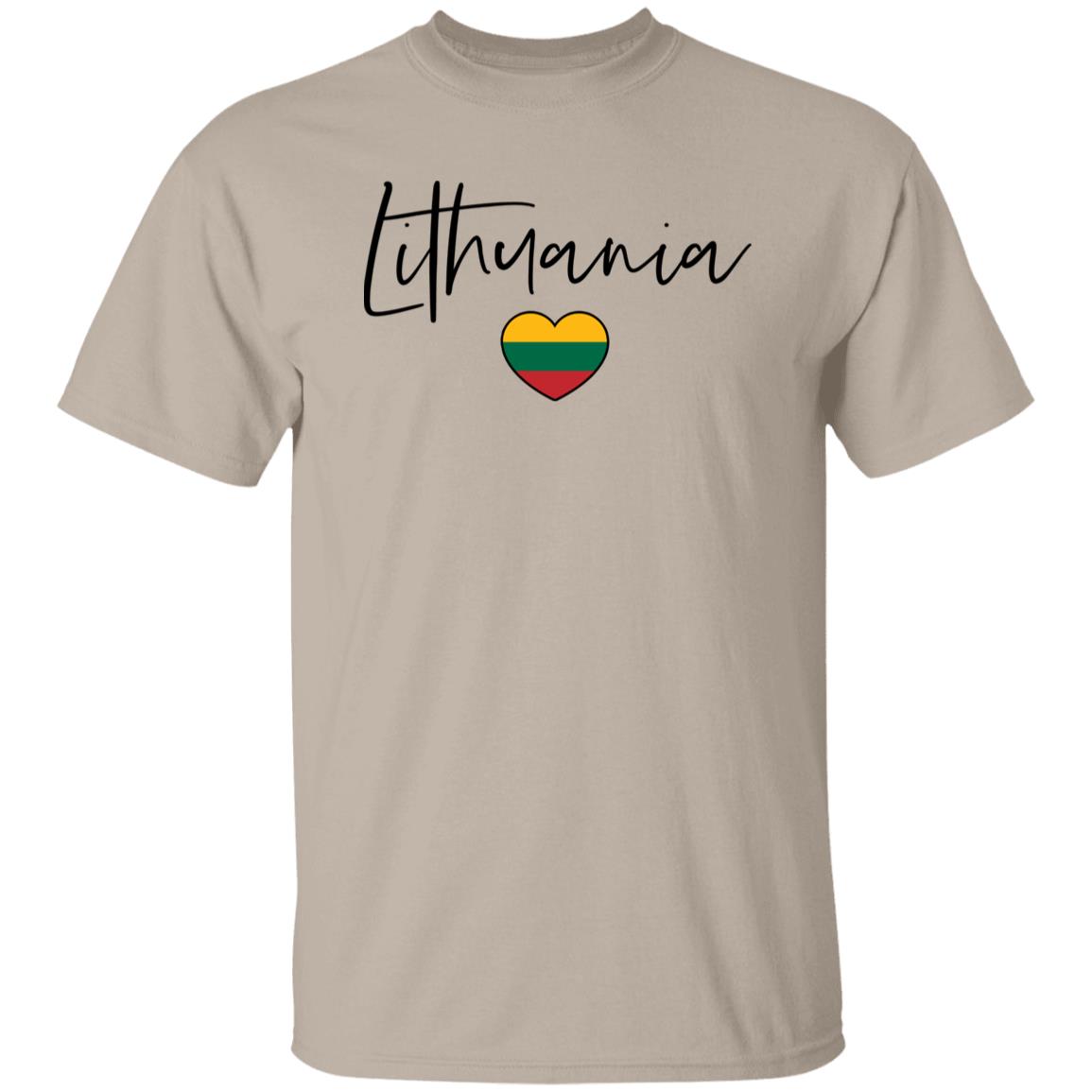 Lithuania flag heart Unisex T-shirt Lithuania love tee White Sand Blue-Family-Gift-Planet