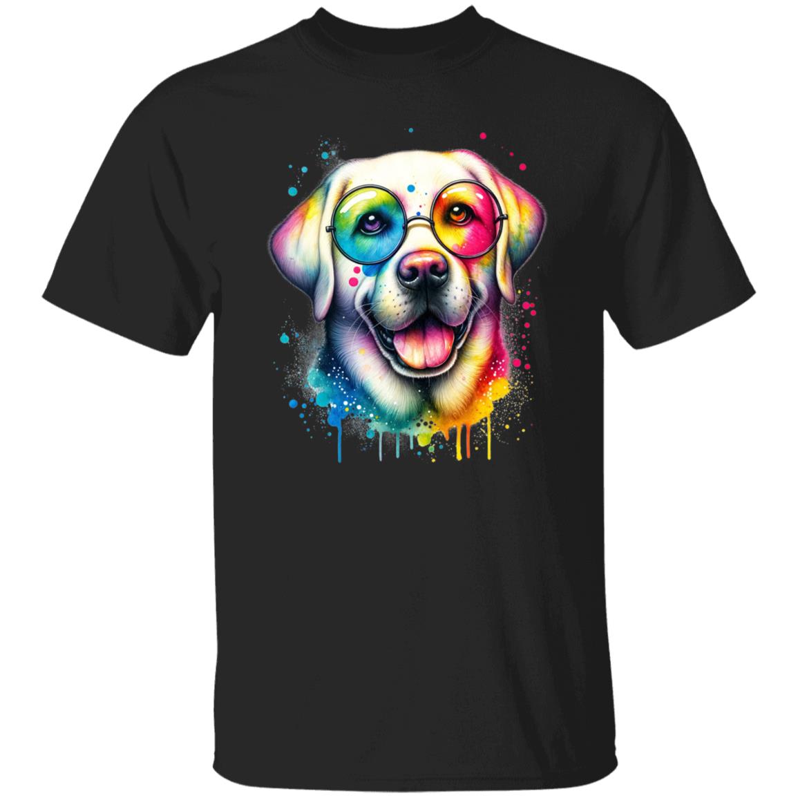 Labrador with eyeglasses Color Splash Unisex T-shirt Black Navy Dark Heather-Family-Gift-Planet