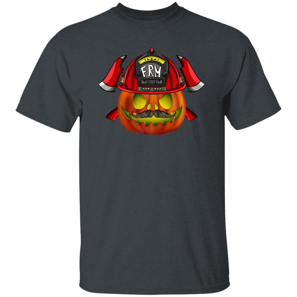 Firefighter Halloween Unisex T-Shirt Scary fireman pumpkin spooky season tee Black Dark Heather-Family-Gift-Planet