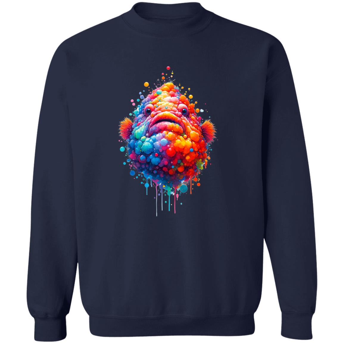Deep Sea Fish Color Splash Unisex Sweatshirt Black Navy Dark Heather-Family-Gift-Planet