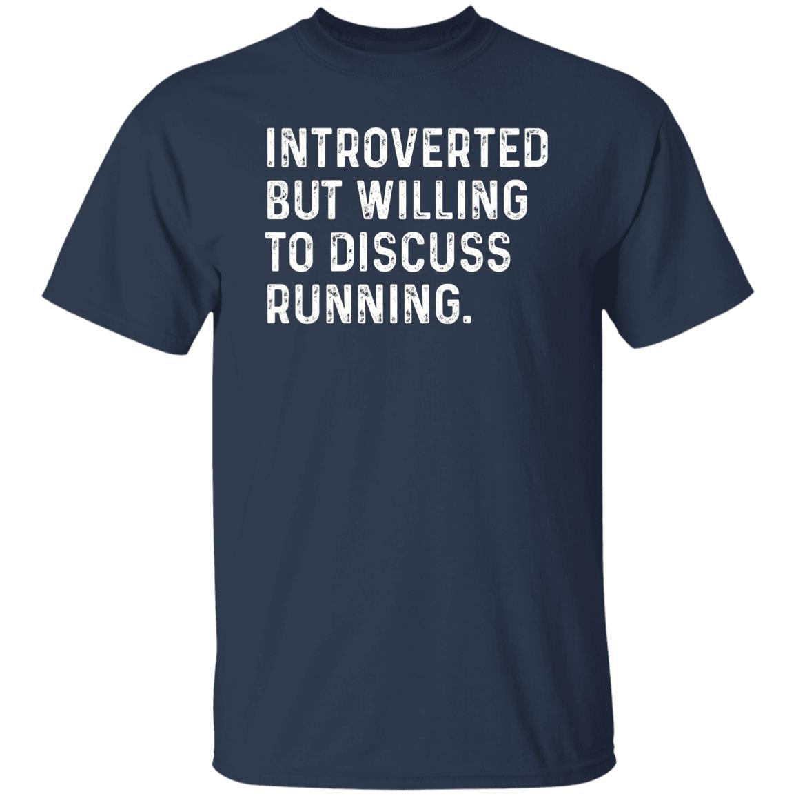 Introverted but willing to discuss Running Unisex T-shirt Runner tee Black Navy Dark Heather-Navy-Family-Gift-Planet