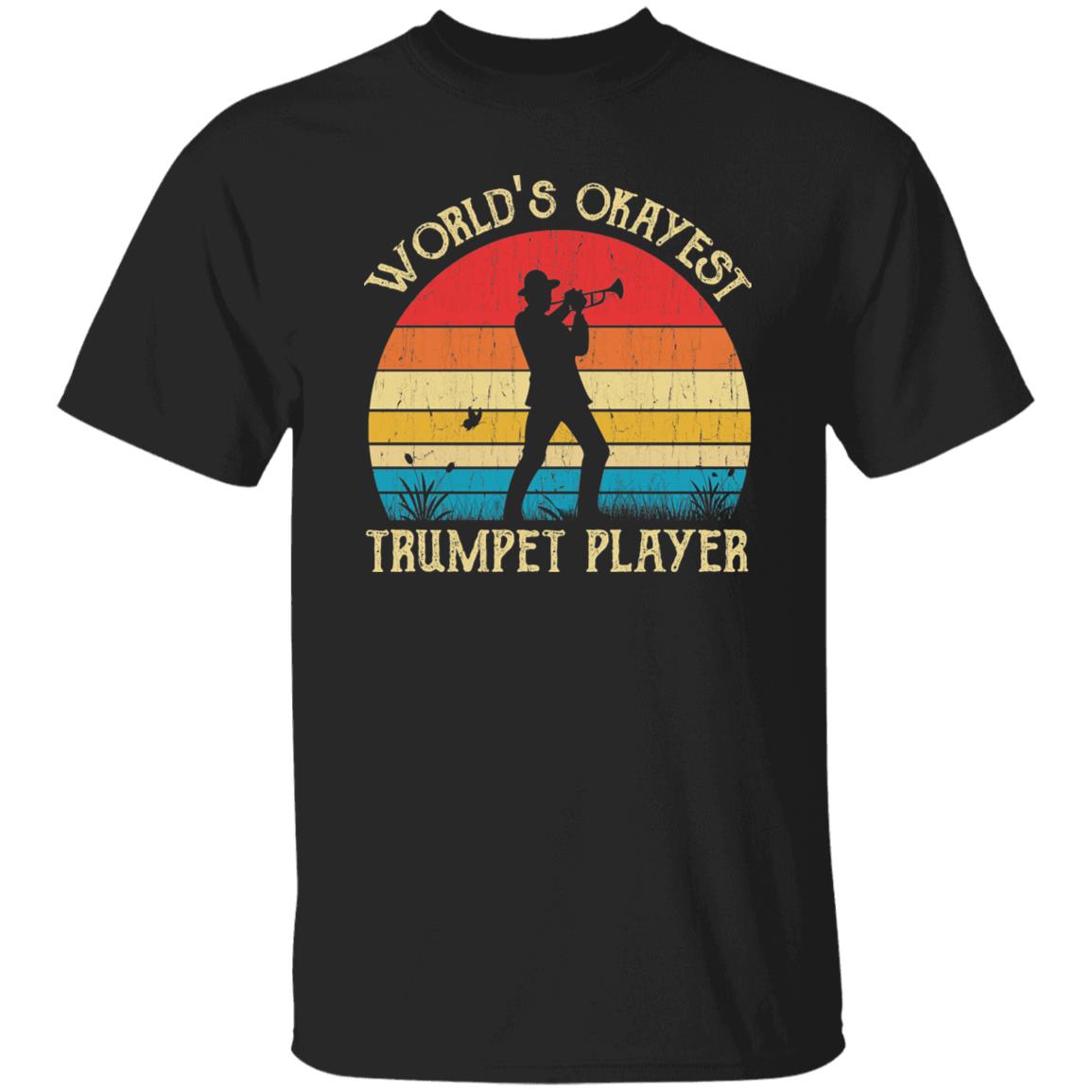 World's Okayest Trumpet player Retro Style Unisex T-shirt Black Navy Dark Heather-Black-Family-Gift-Planet
