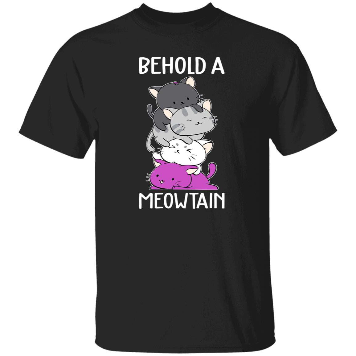 Behold a meowtain T-Shirt gift Funny cat pile Cat mom Unisex Tee Black Navy Dark Heather-Family-Gift-Planet