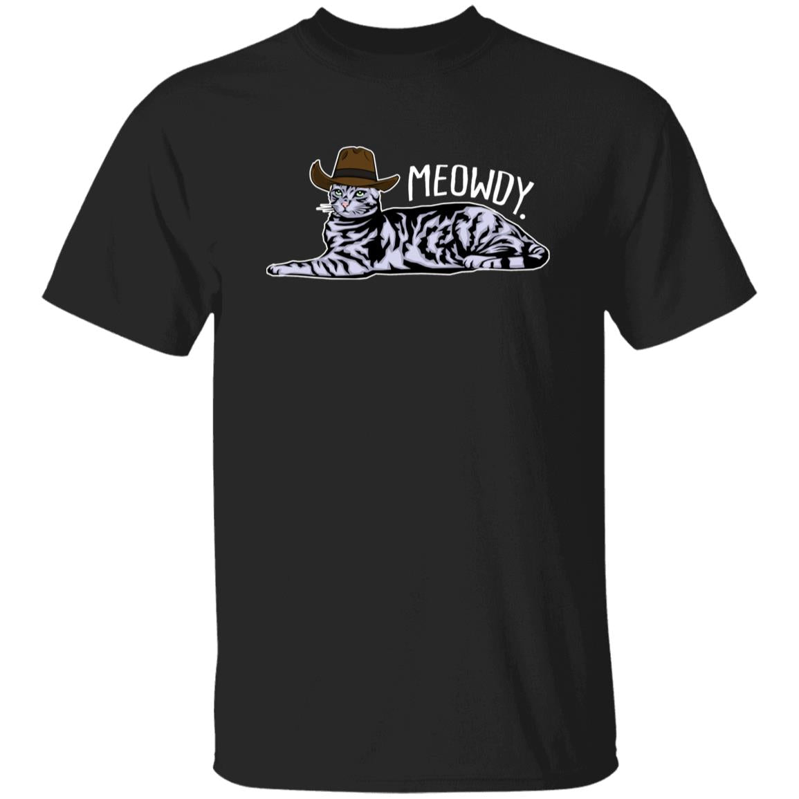 Meowdy T-Shirt gift Texas Cat with hat Cat mom Unisex Tee Black Navy Dark Heather-Family-Gift-Planet