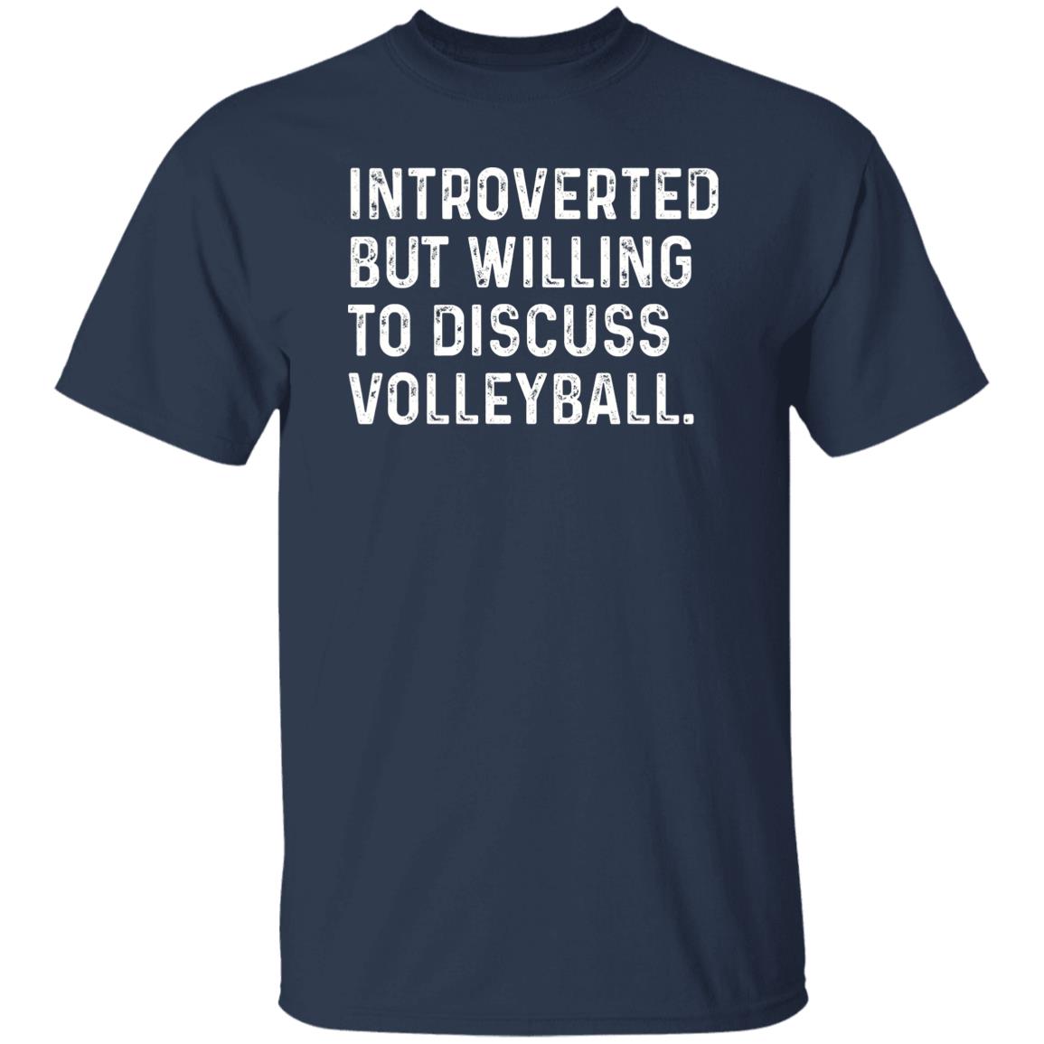 Introverted but willing to discuss Volleyball Unisex T-shirt Volleyball lover tee Black Navy Dark Heather-Navy-Family-Gift-Planet