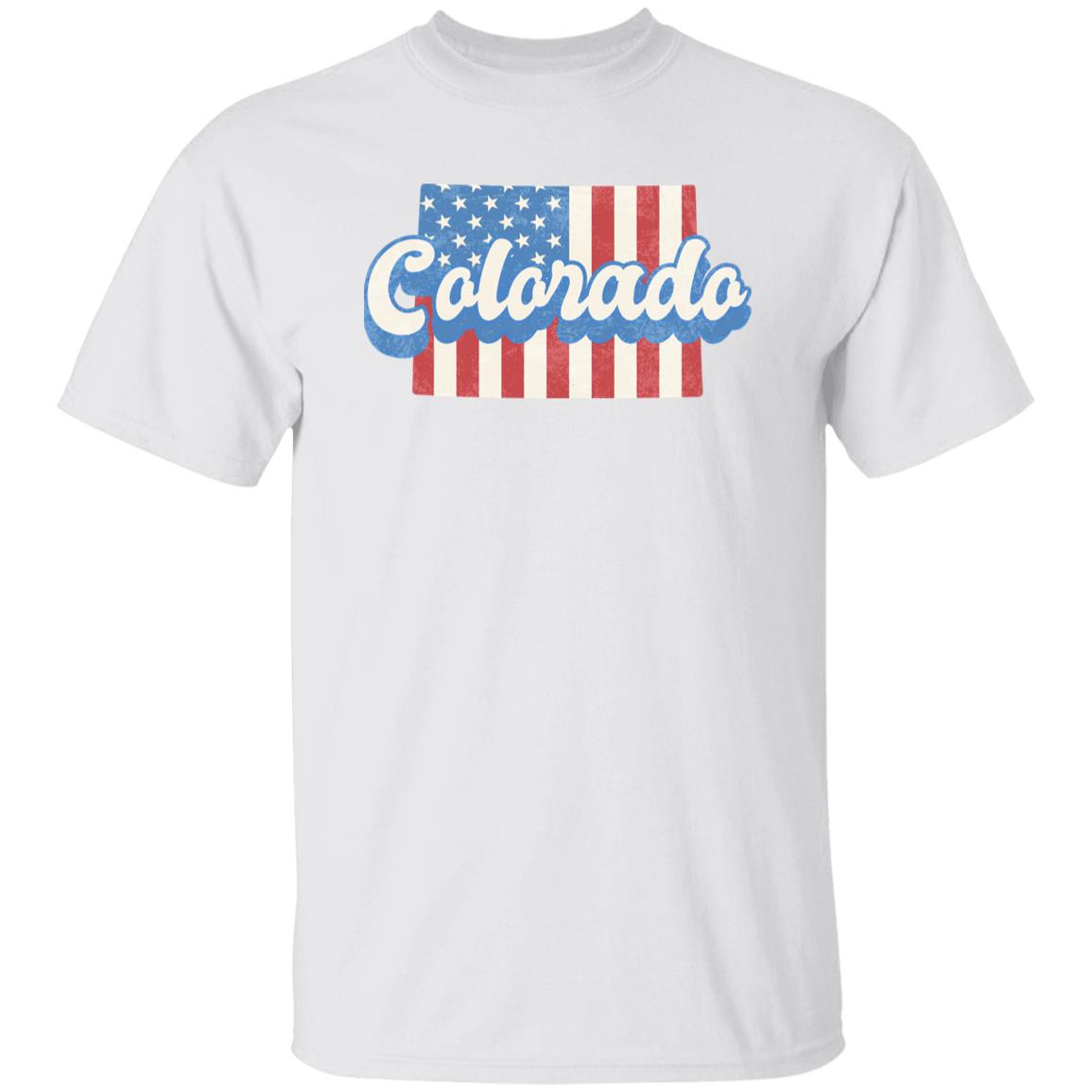 Colorado US flag Unisex T-Shirt American patriotic CO state tee White Ash Blue-White-Family-Gift-Planet