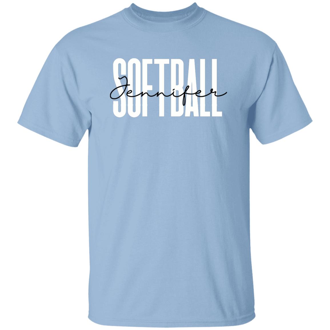 Personalized Softball T-shirt gift Custom name Softball player Softball mom Unisex Tee Sand Pink Light Blue-Family-Gift-Planet