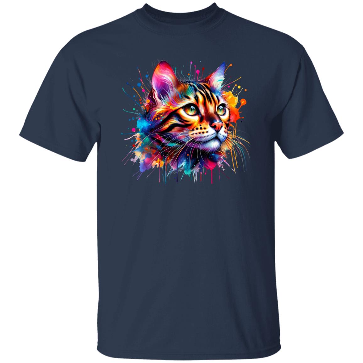Bengal Cat mama Color Splash Unisex T-Shirt Black Navy Dark Heather-Family-Gift-Planet