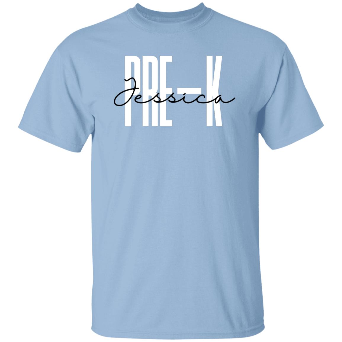 Personalized Pre-k T-shirt gift Custom name Pre-kindergarten teacher Unisex Tee Sand Pink Light Blue-Family-Gift-Planet