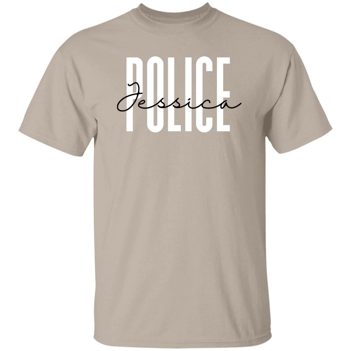 Personalized Police T-shirt gift Custom Police officer Unisex Tee Sand Pink Light Blue-Family-Gift-Planet