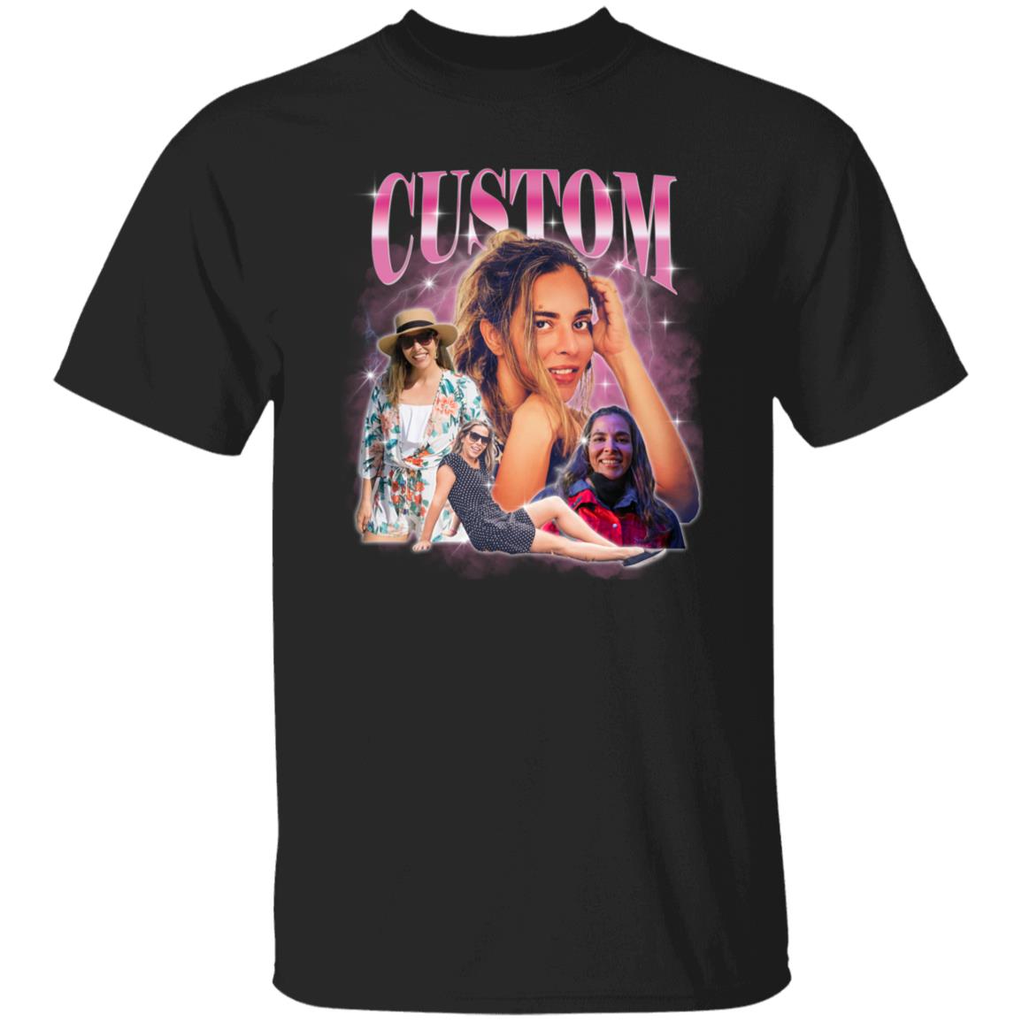 Custom gift for Boyfriend Unisex T-Shirt Your own pictures vintage style bootleg tee Black Navy Dark Heather-Family-Gift-Planet