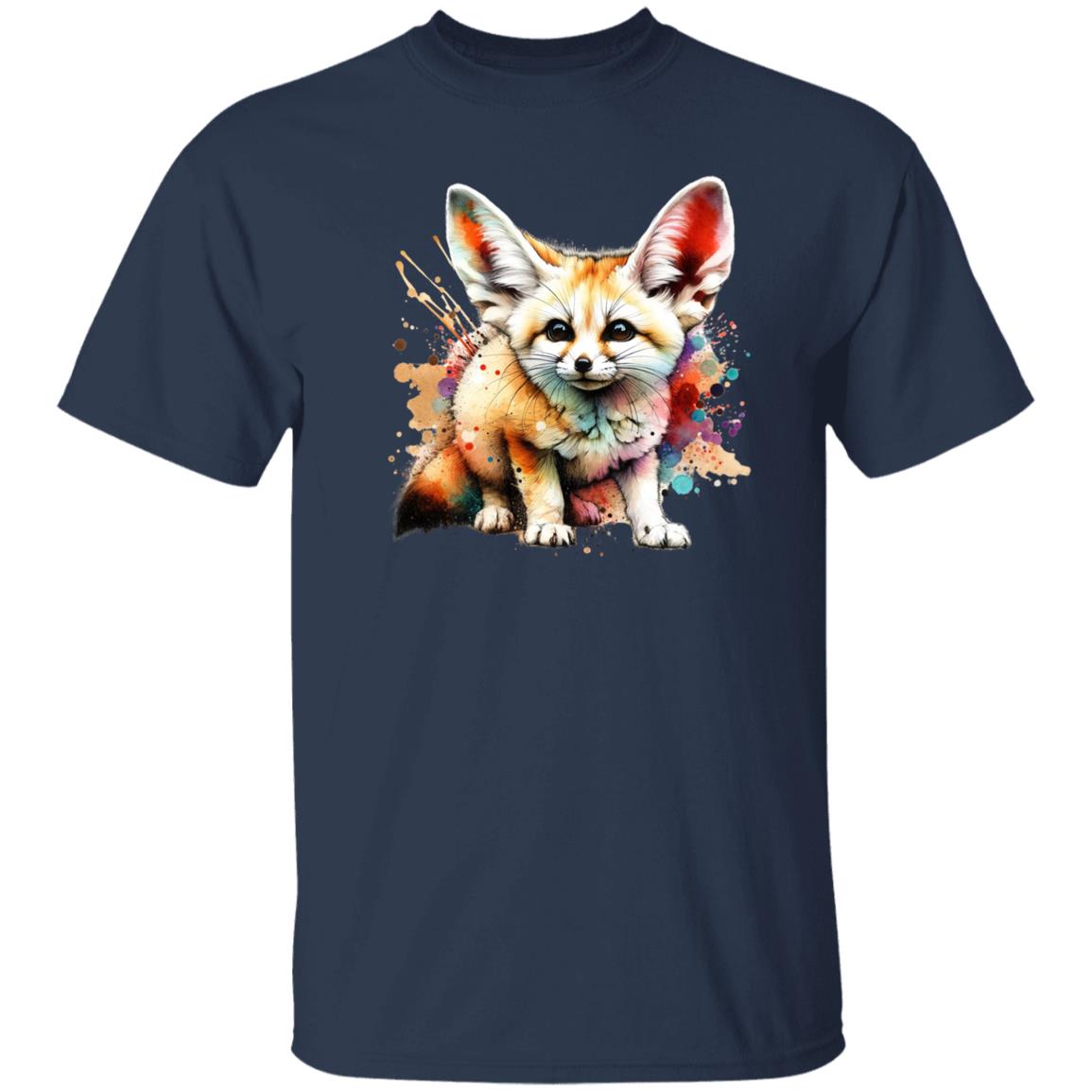 Artistic Fennec Fox Color Splash Unisex T-shirt Black Navy Dark Heather-Family-Gift-Planet