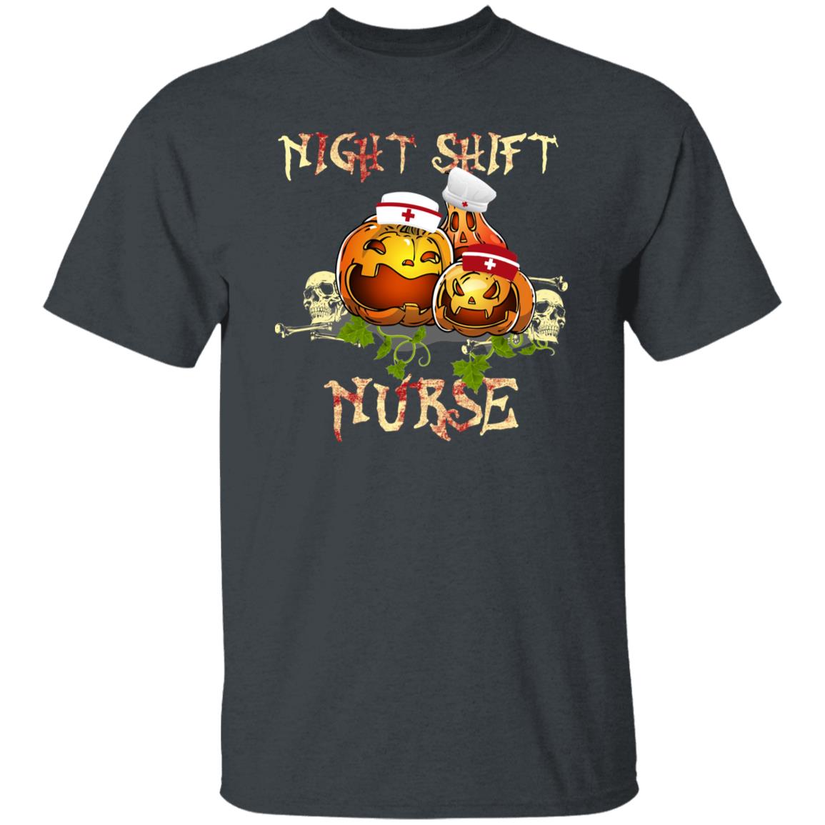 Night shift nurse Halloween Unisex T-Shirt Scary Spooky Night shift Registered nurse tee Black Dark Heather-Family-Gift-Planet