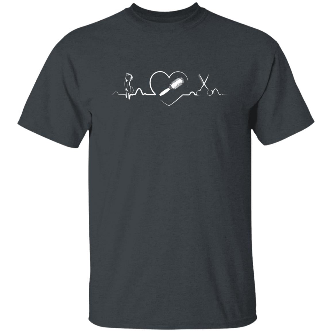 Hairdresser heart beat Unisex T-shirt haircutter tee black dark heather-Family-Gift-Planet