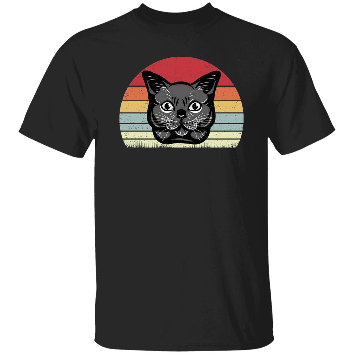 Cat Retro T-Shirt gift Trendy Black Cat mom cat dad Unisex Tee Black Navy Dark Heather-Family-Gift-Planet