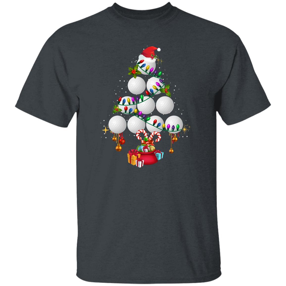 Golf Christmas tree Unisex shirt Holiday golfer tee Black Dark Heather-Family-Gift-Planet