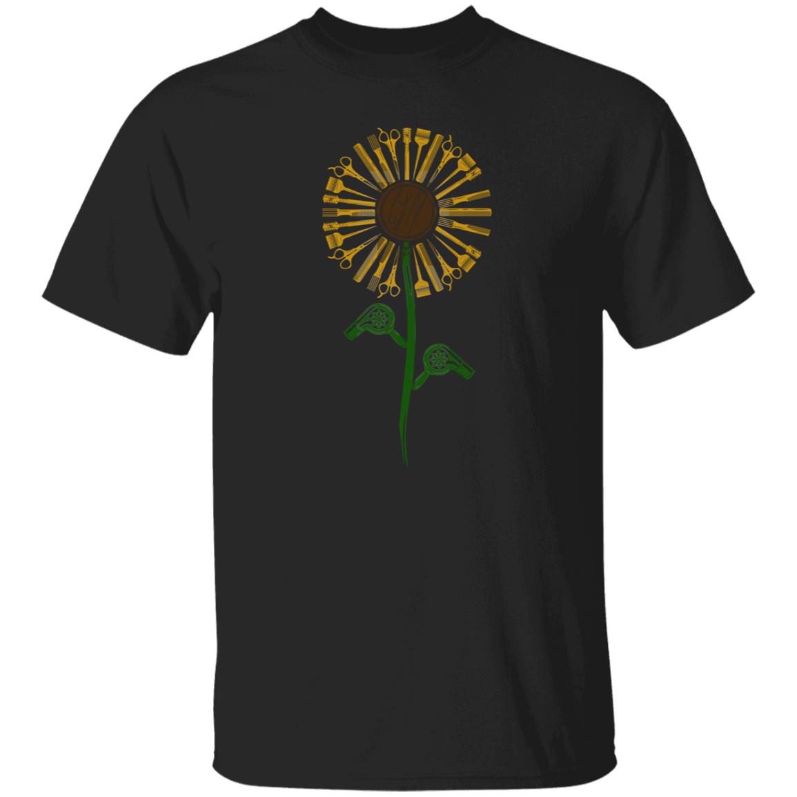 Hair stylist sunflower Unisex T-shirt hairdresser haircutter tee black dark heather-Family-Gift-Planet