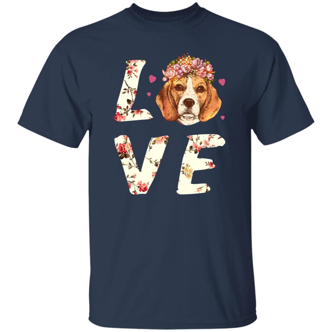 Love Dog T-Shirt gift Flowers Dog mom Unisex tee Black Navy Dark Heather-Family-Gift-Planet