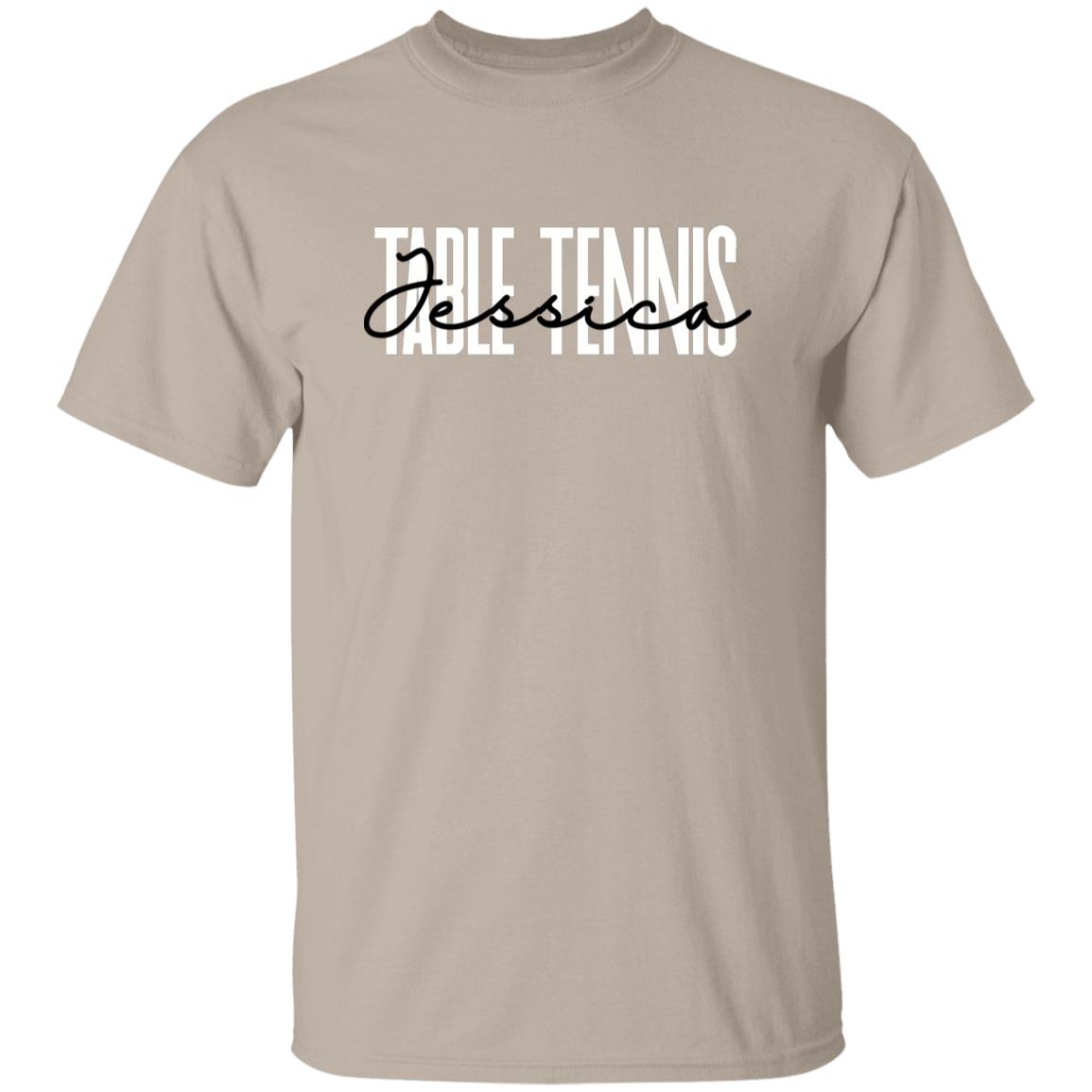 Personalized Table tennis T-shirt gift Custom name Table tennis coach Unisex Tee Sand Pink Light Blue-Family-Gift-Planet