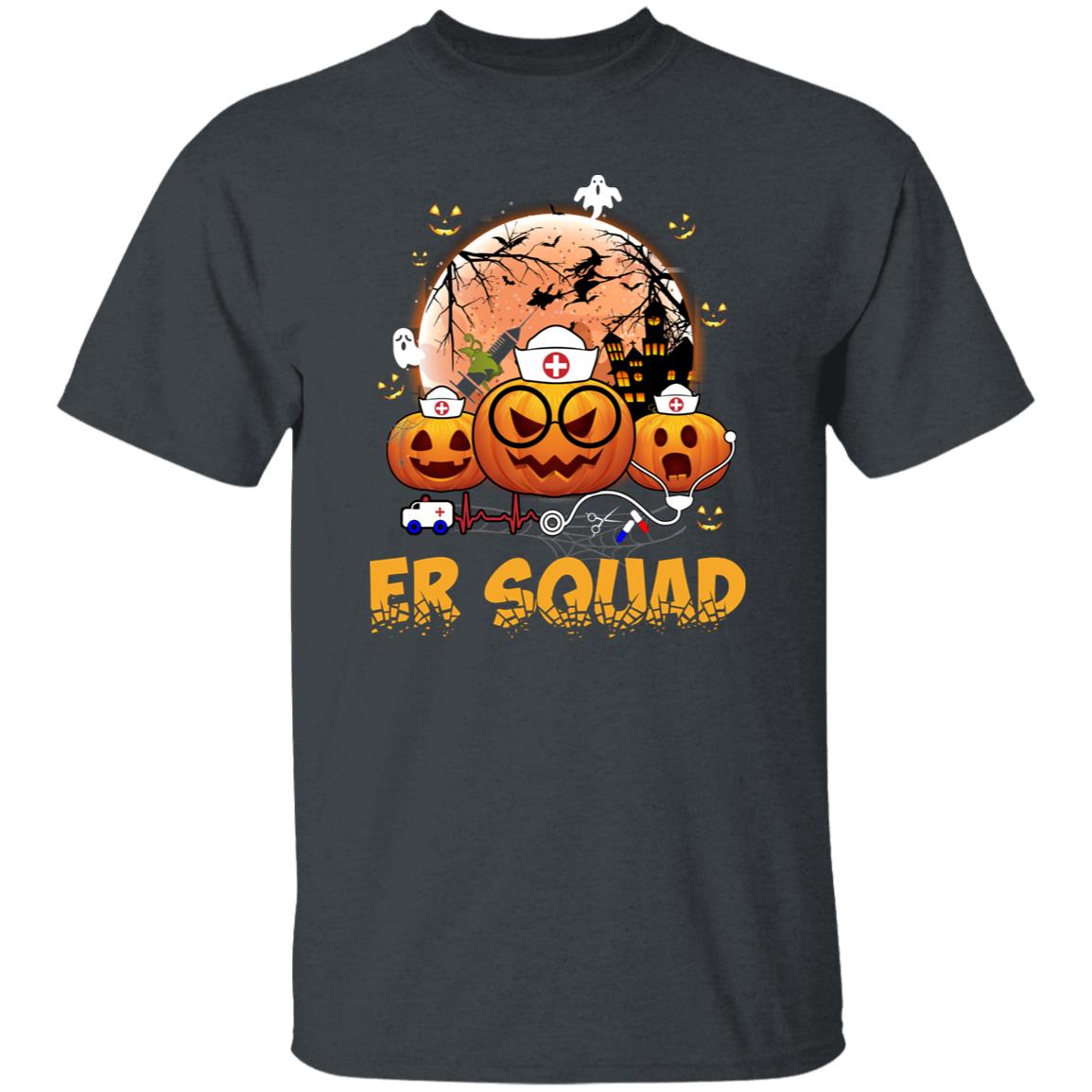 ER squad Halloween Unisex T-Shirt Scary Spooky Emergency nurse ER Tech tee Black Dark Heather-Family-Gift-Planet