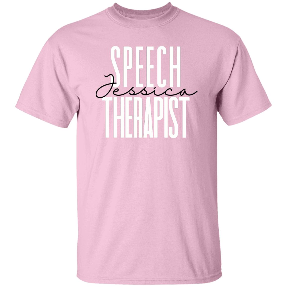 Personalized Speech therapist T-shirt gift Custom name SLP Speech Language Pathologist Unisex Tee Sand Pink Light Blue-Family-Gift-Planet