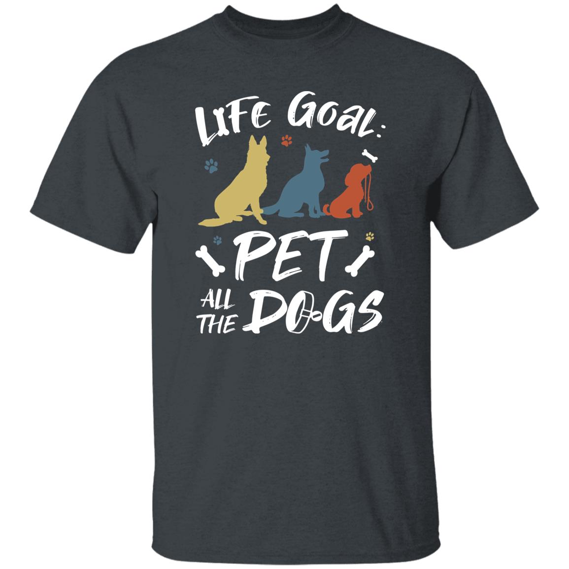 Life goal pet all the dogs Unisex T-Shirt gift dog lover tee black dark heather-Family-Gift-Planet