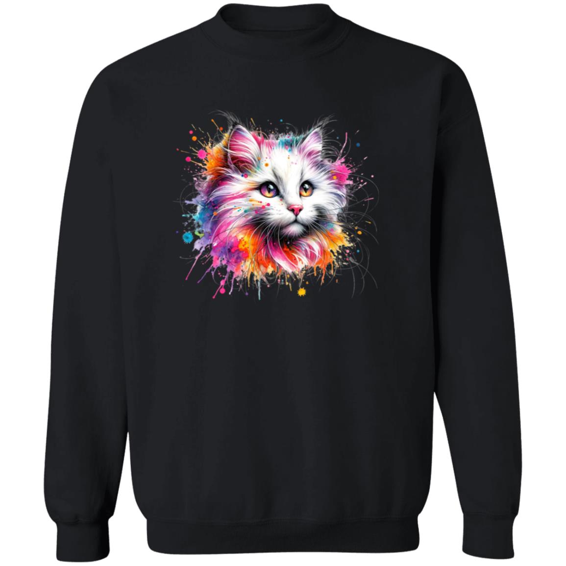 Turkish Angora Cat Color Splash Unisex Sweatshirt Black Navy Dark Heather-Family-Gift-Planet