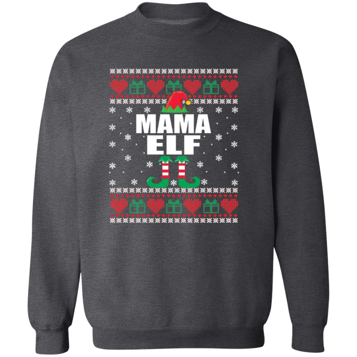 Mama Elf Christmas Unisex Sweatshirt Ugly sweater Black Dark Heather-Family-Gift-Planet