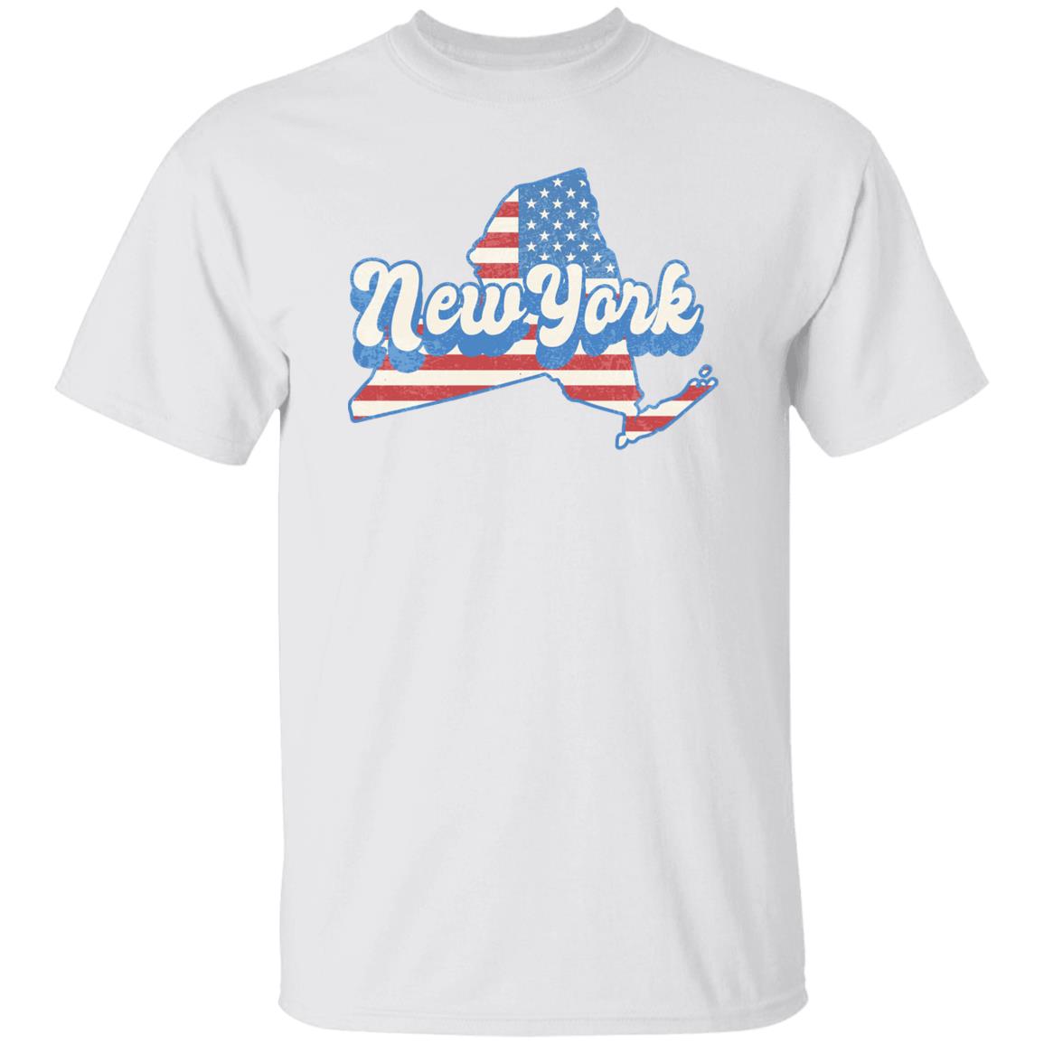 New York US flag Unisex T-Shirt American patriotic New York state tee White Ash Blue-White-Family-Gift-Planet