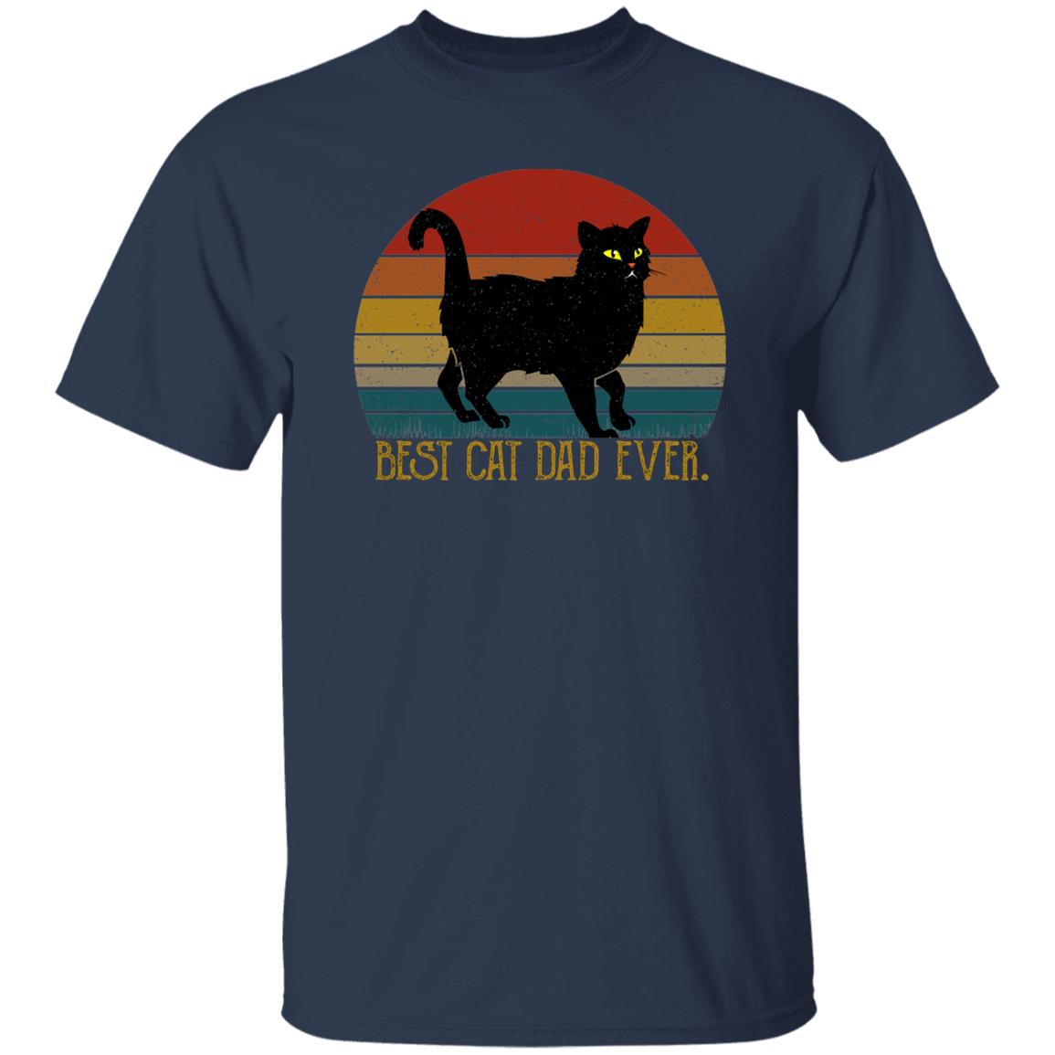 Best Cat Dad Ever T-Shirt gift Retro black cat Cat dad Unisex Tee Black Navy Dark Heather-Navy-Family-Gift-Planet