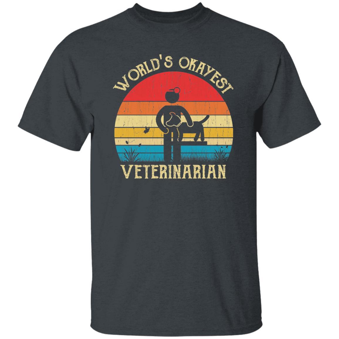 Veterinarian Unisex Shirt World's Okayest Vet tech retro tee Black Dark Heather-Family-Gift-Planet