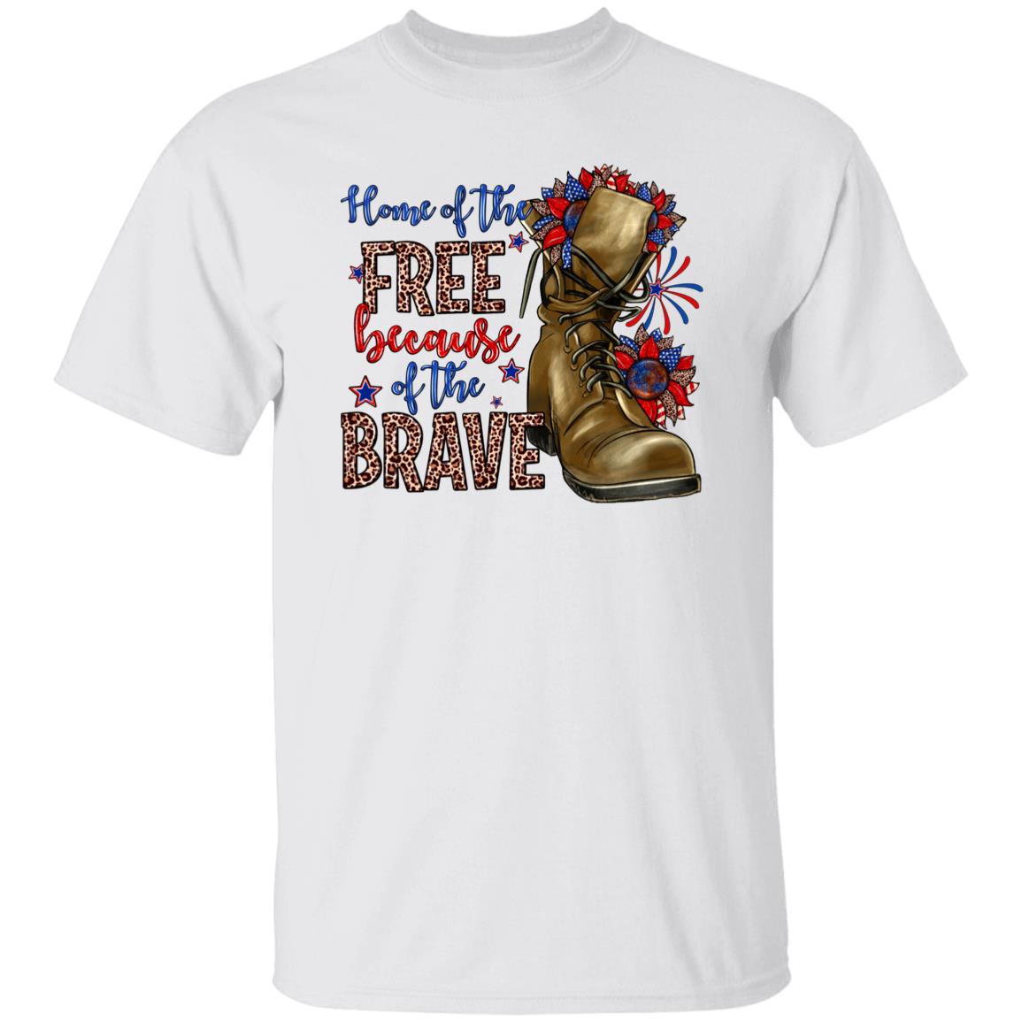Home of the free because of the brave T-Shirt gift July 4th Patriotic Unisex tee Sand White Sport Grey-Family-Gift-Planet