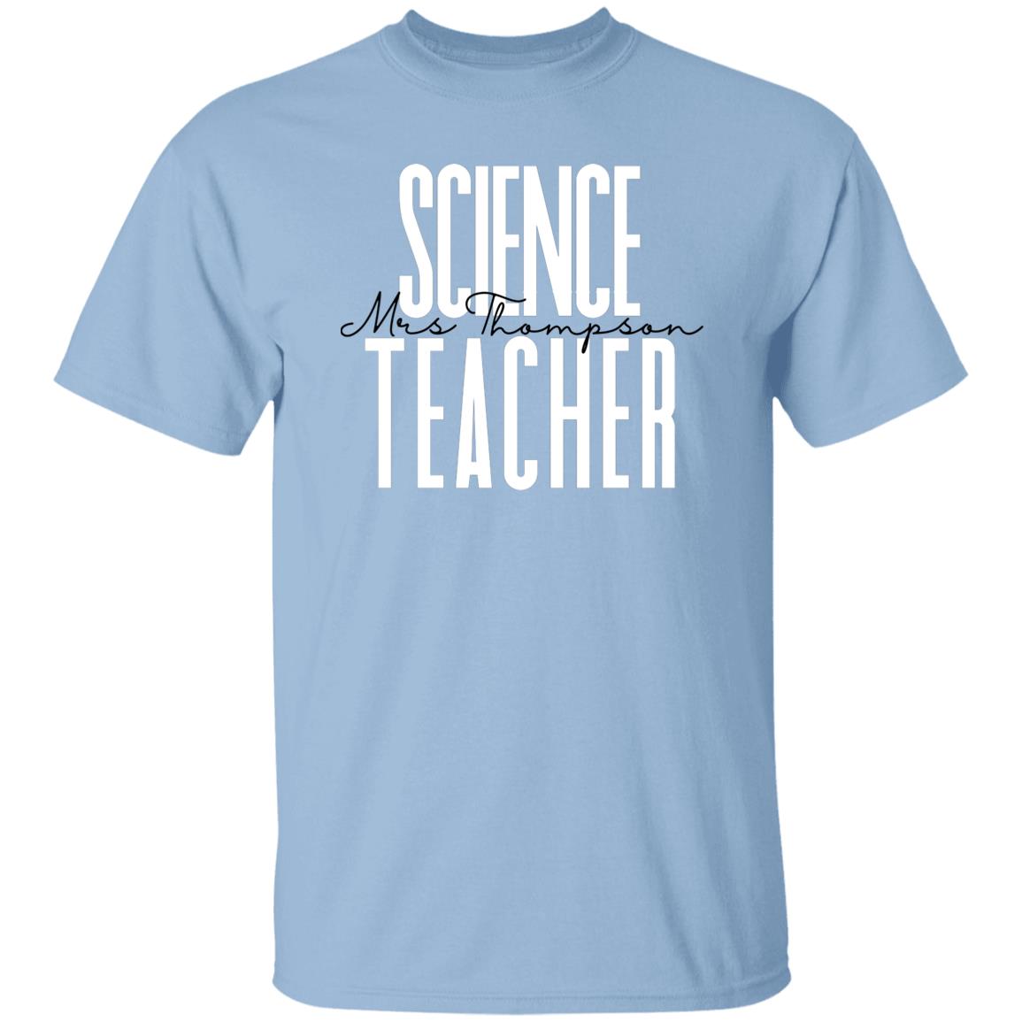 Personalized Science teacher T-shirt gift Custom name School Scientist Unisex Tee Sand Pink Light Blue-Family-Gift-Planet
