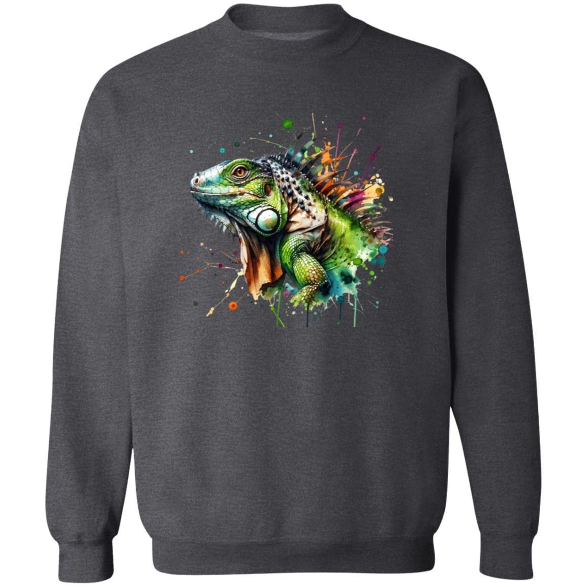 Iguana Color Splash Unisex Sweatshirt Black Navy Dark Heather-Family-Gift-Planet