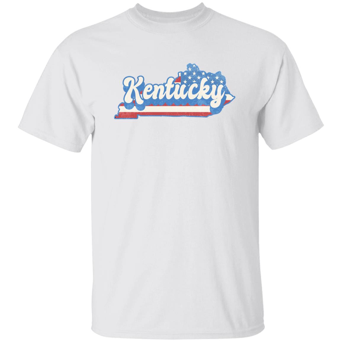 Kentucky US flag Unisex T-Shirt American patriotic KY state tee White Ash Blue-White-Family-Gift-Planet