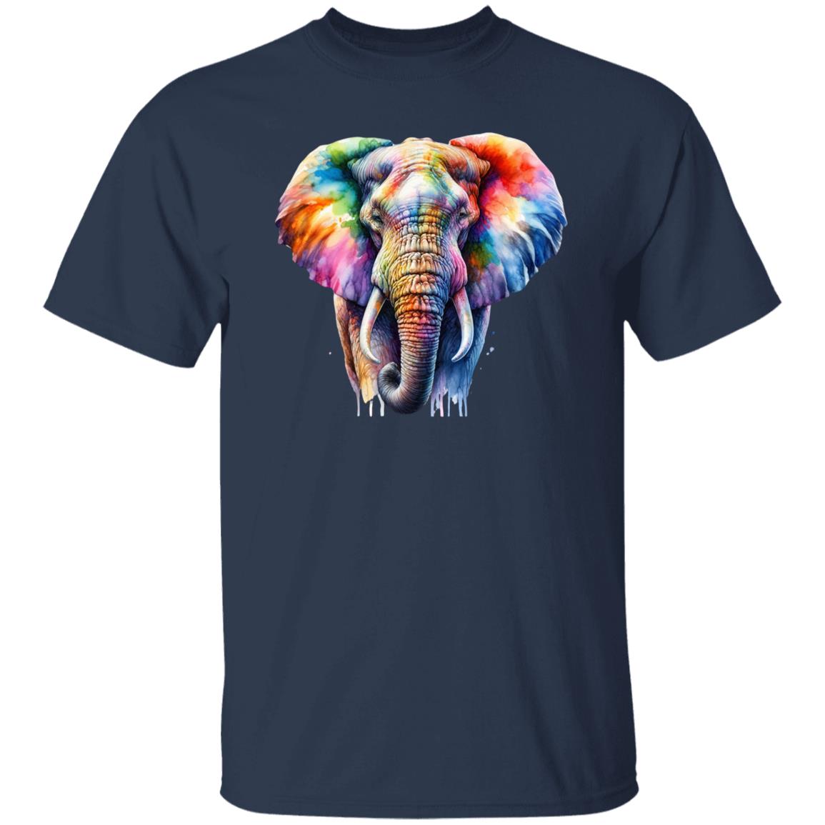 Artistic Elephant Color Splash Unisex T-shirt Black Navy Dark Heather-Family-Gift-Planet