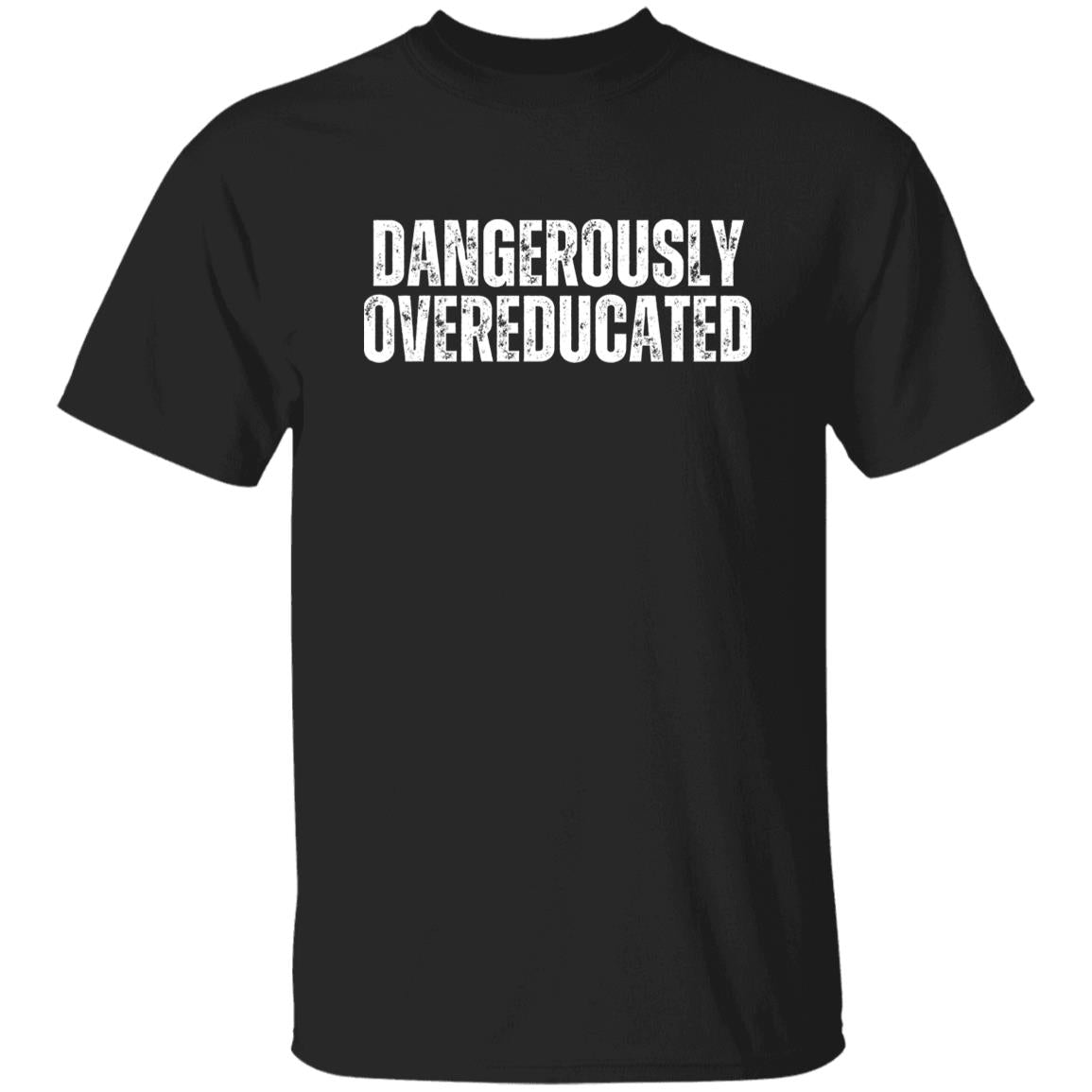 Dangerously overeducated Unisex Tshirt Phd graduation tee Black Dark Heather Navy-Black-Family-Gift-Planet