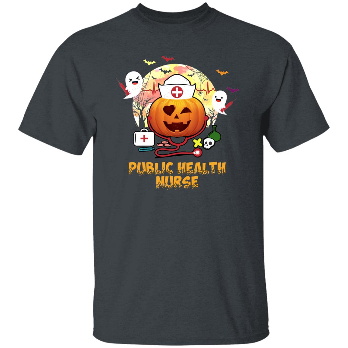 Public health nurse Halloween Unisex T-Shirt Scary Spooky Social Worker tee Black Dark Heather-Family-Gift-Planet