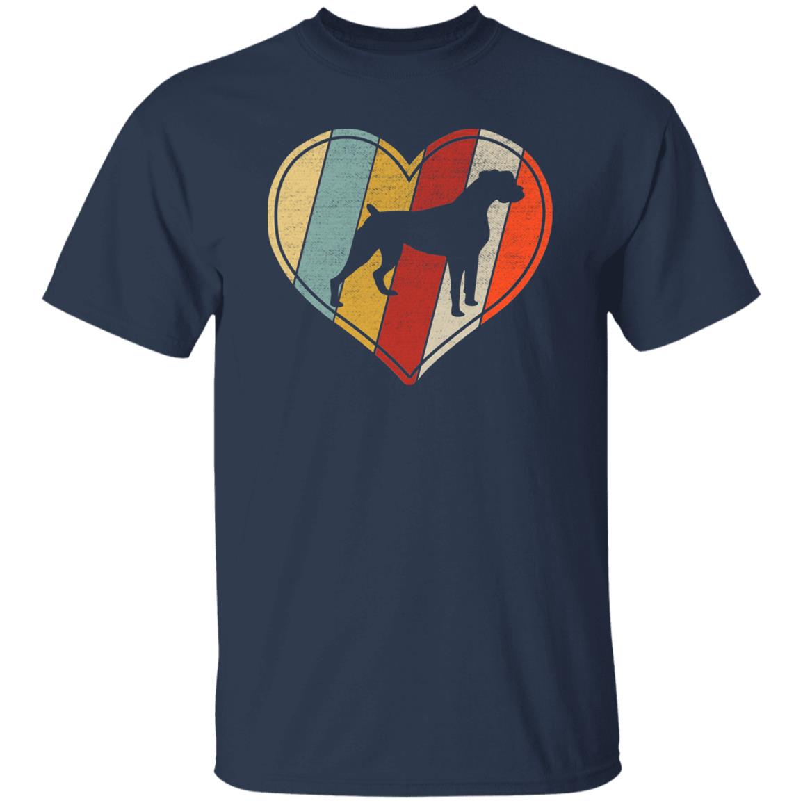 Retro Dog Heart T-Shirt gift Bulldog Dog mom Unisex tee Black Navy Dark Heather-Family-Gift-Planet