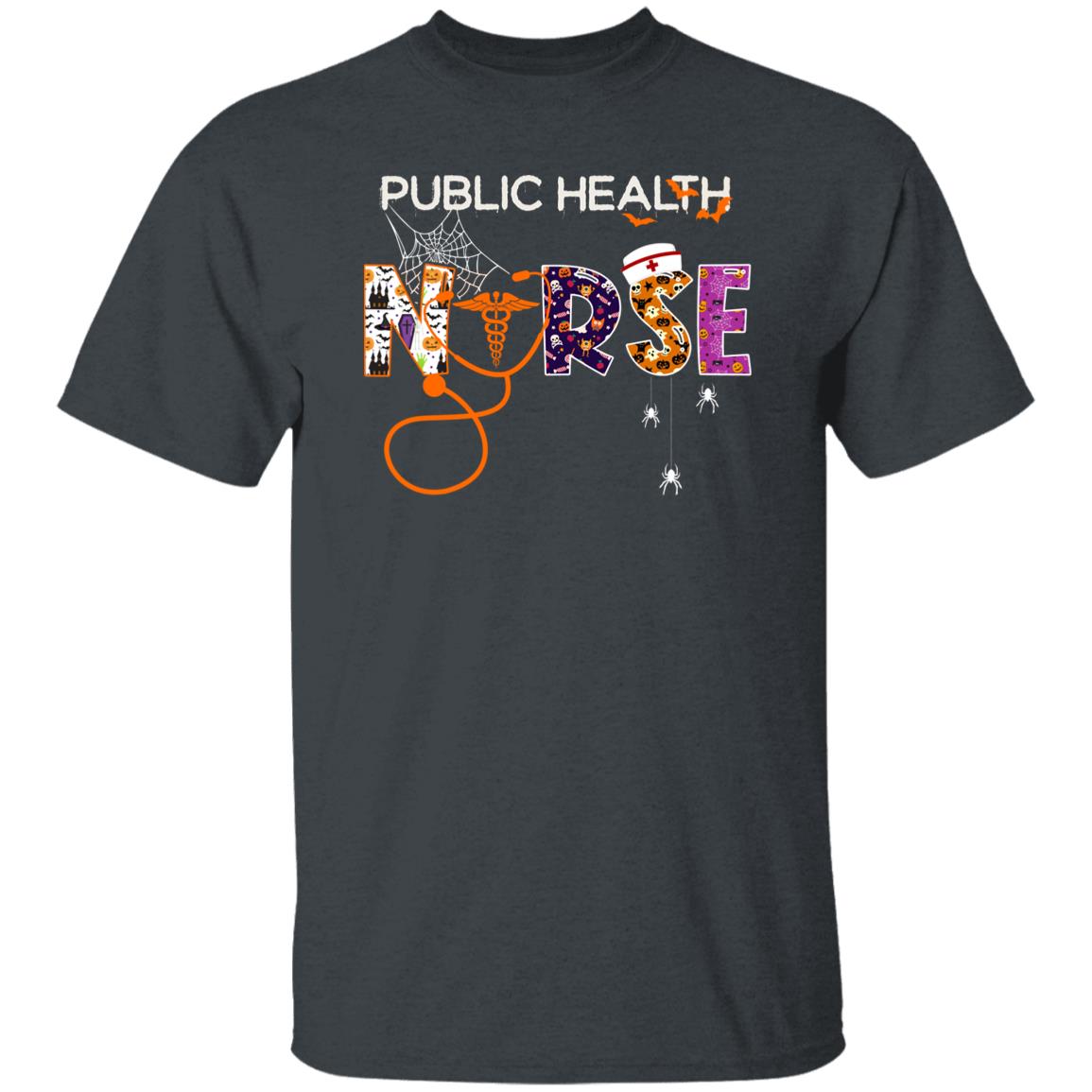 Public health nurse Halloween Unisex T-Shirt Scary Spooky Healthcare worker tee Black Dark Heather-Family-Gift-Planet
