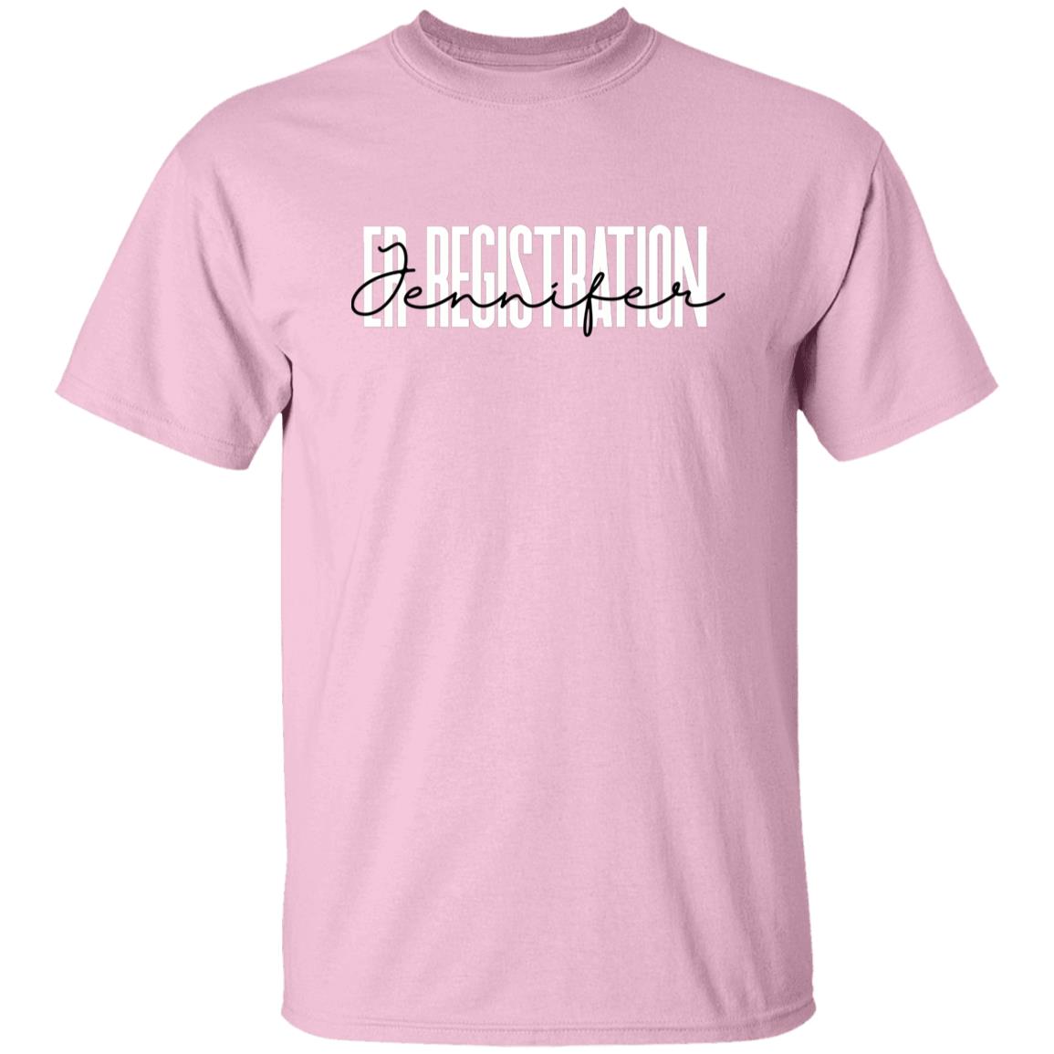 Personalized ER Registration Unisex T-shirt Custom Name Emergency registrator Sand Blue Pink-Family-Gift-Planet