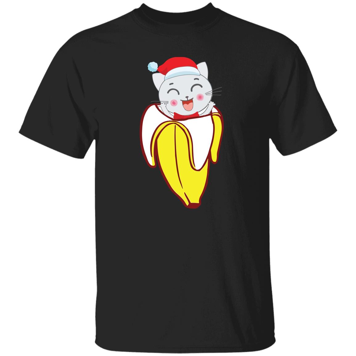 Banana Cat T-Shirt gift Christmas cat in banana Cat mom Unisex Tee Black Navy Dark Heather-Family-Gift-Planet