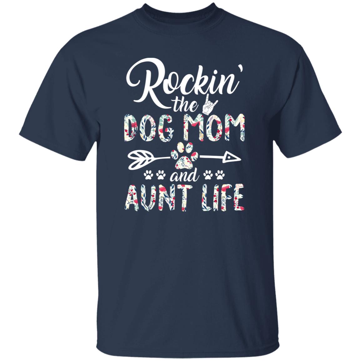 Rockin' the Dog Mom and Aunt life T-Shirt gift Auntie Dog mama Unisex tee Black Navy Dark Heather-Family-Gift-Planet
