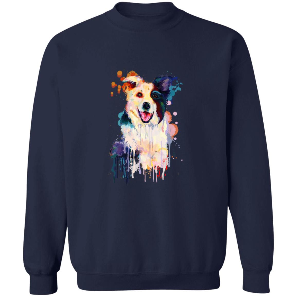 Abstract Border collie dog Unisex Crewneck Sweatshirt with expressive splashes-Family-Gift-Planet