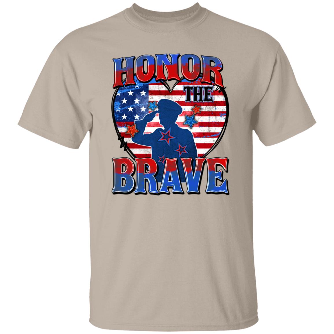 Honor the brave T-Shirt gift American flag veteran heart Unisex tee Sand White Sport Grey-Family-Gift-Planet