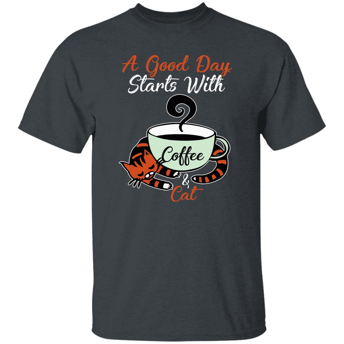 A good day starts with Coffee and Cat Unisex shirt gift Black Dark Heather-Family-Gift-Planet