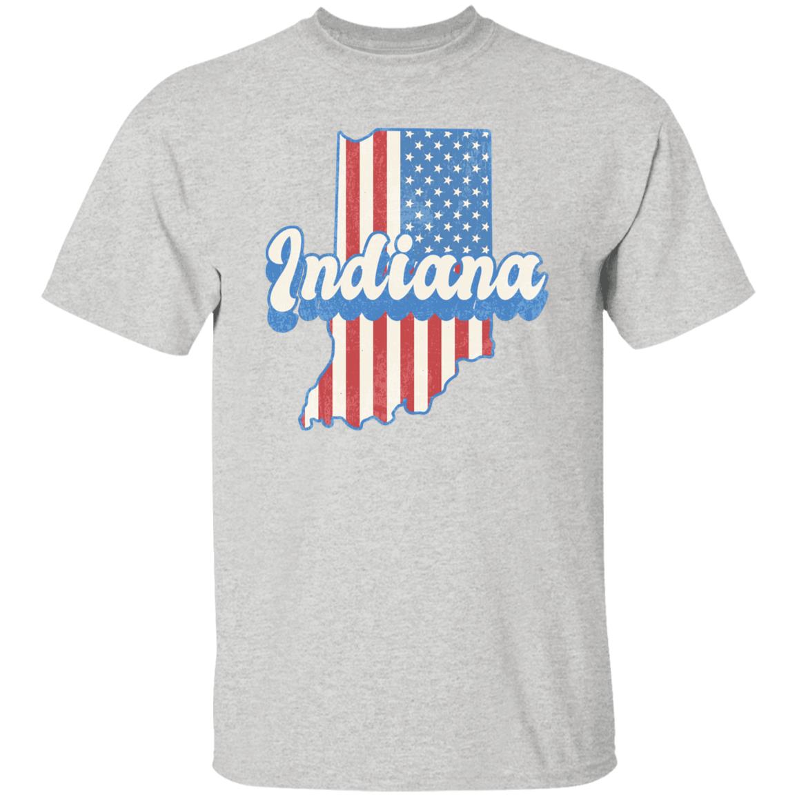 Indiana US flag Unisex T-Shirt American patriotic IN state tee White Ash Blue-Ash-Family-Gift-Planet