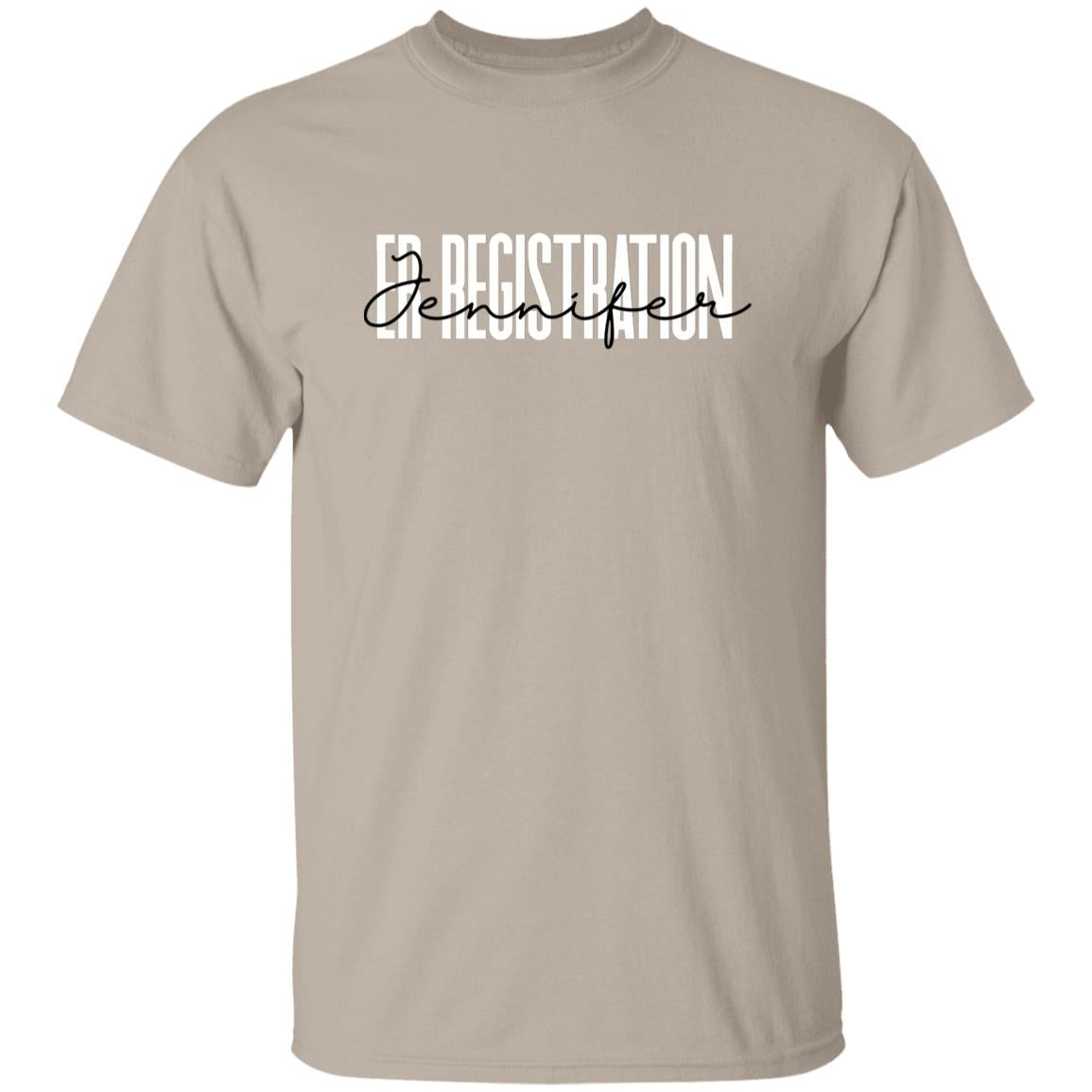 Personalized ER Registration Unisex T-shirt Custom Name Emergency registrator Sand Blue Pink-Family-Gift-Planet